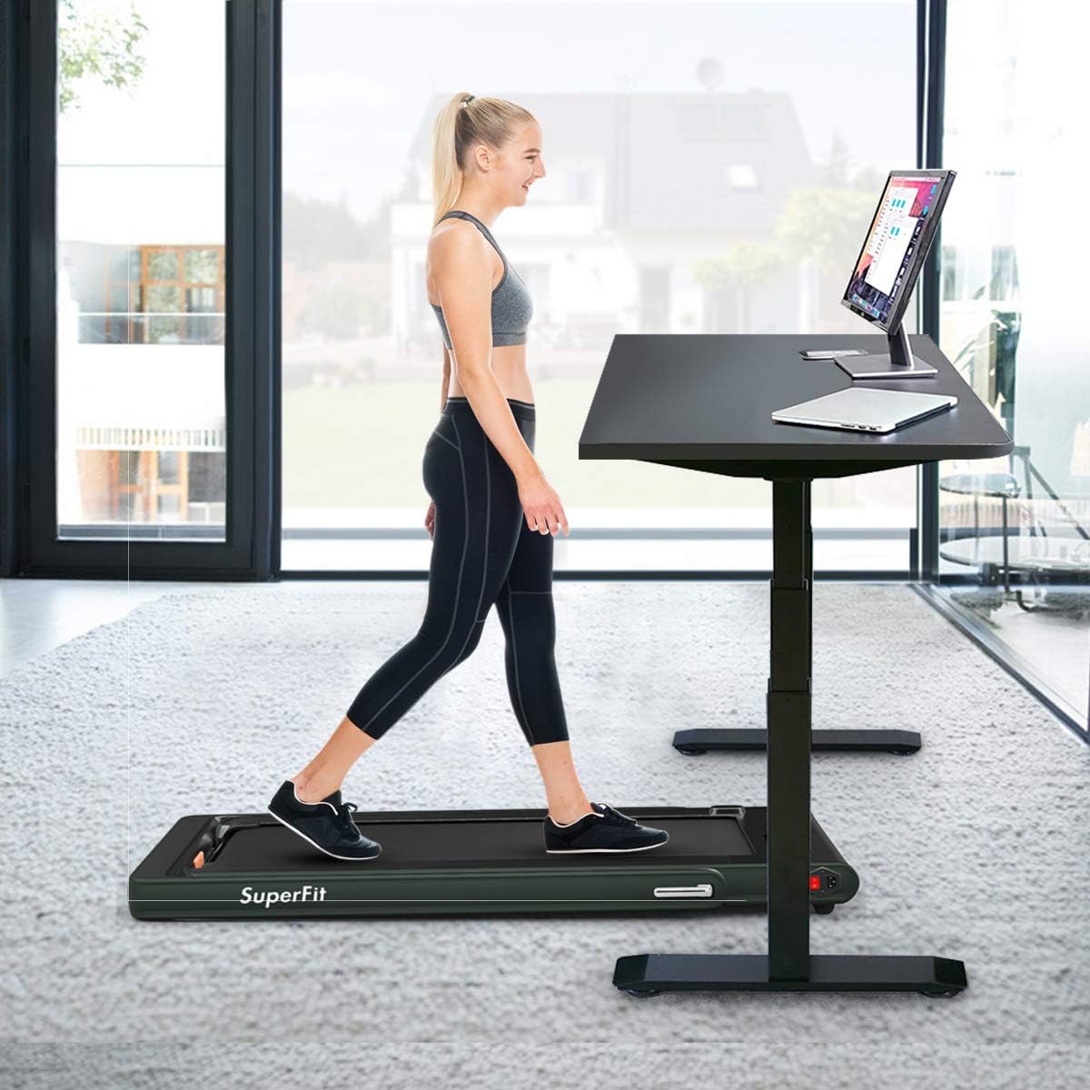 Goplus 2 in 1 Under Desk Treadmill, 2.25HP Superfit Folding Treadmills for Home Office w/Smart APP