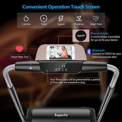 3.0HP Folding Treadmill, Foldable Superfit Treadmill