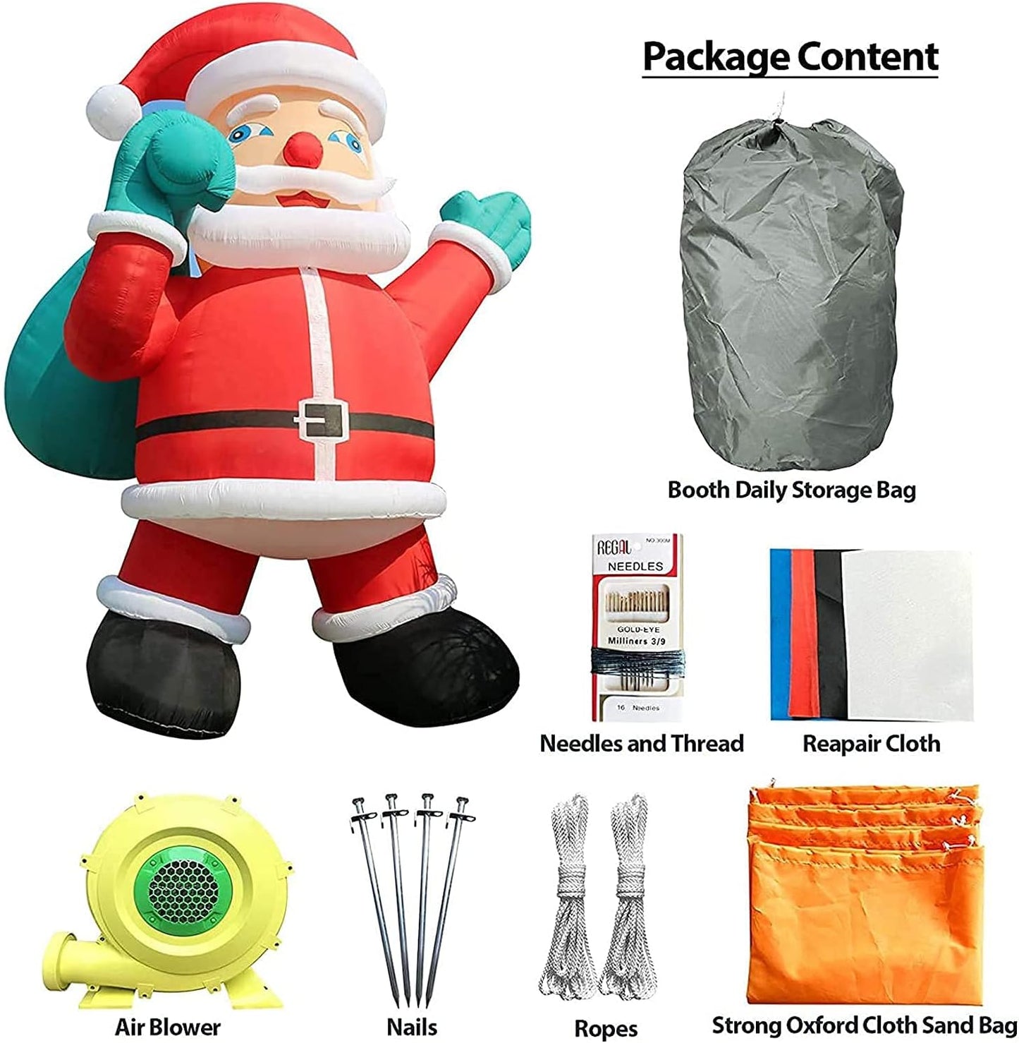 Giant 20-40Ft Inflatable Santa Claus with Blower, Outdoor Christmas Yard Decoration