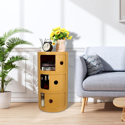 Round Bedside Table, Compact Storage Cabinet, No Assembly Required