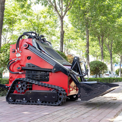 Mini Skid Steer Loader with 46 inch Bucket, 23HP Multifunction Stand-On Crawler Skid Steer Machine, Hydraulic Drive Compact Track Loader