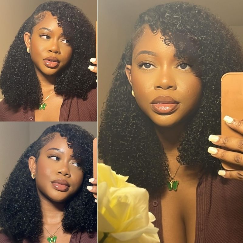 Short Bob V Part Wig Jerry Curly Glueless Wigs Meets Real Scalp No Leave Out Beginner Friendly