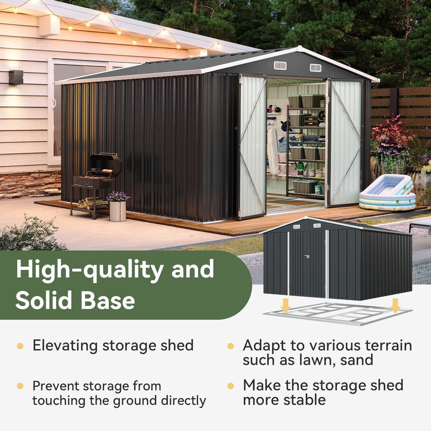 Metal Storage Shed House with Air Vent