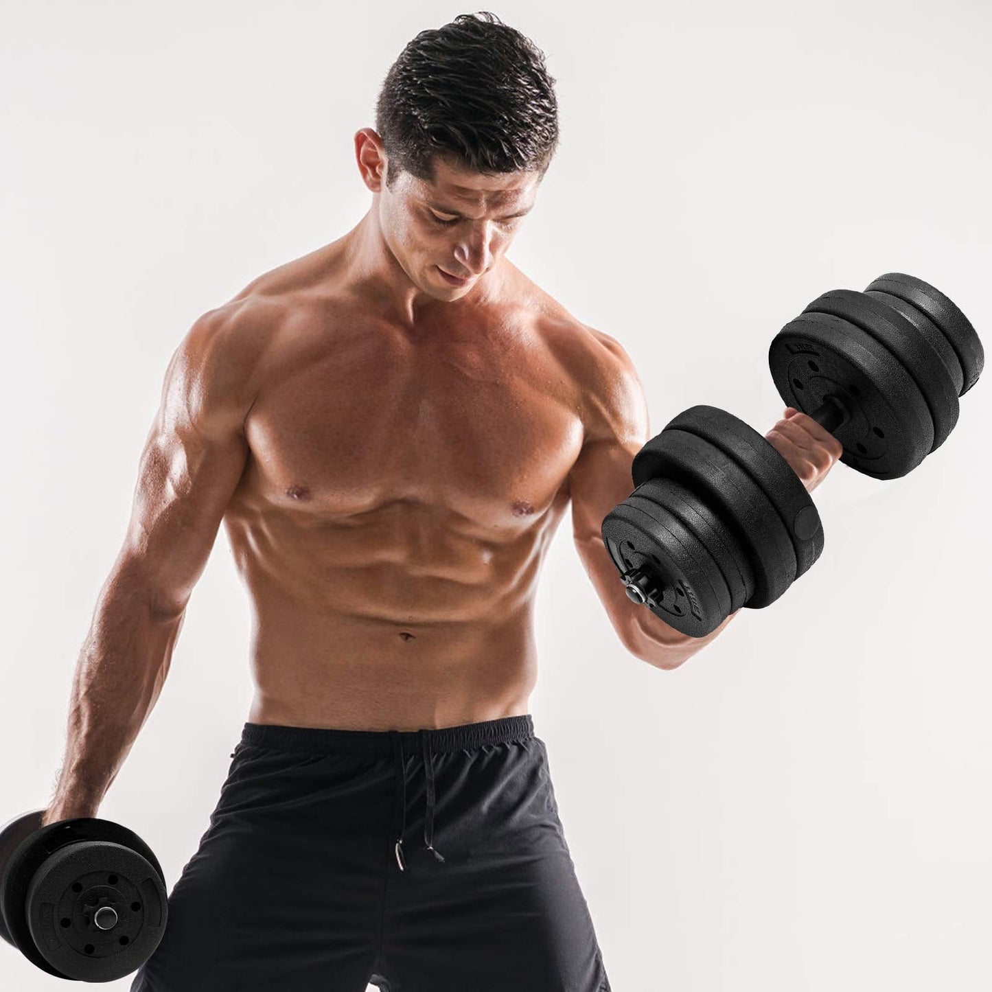 Adjustable Dumbbell Barbell Weight Pair 66 lbs