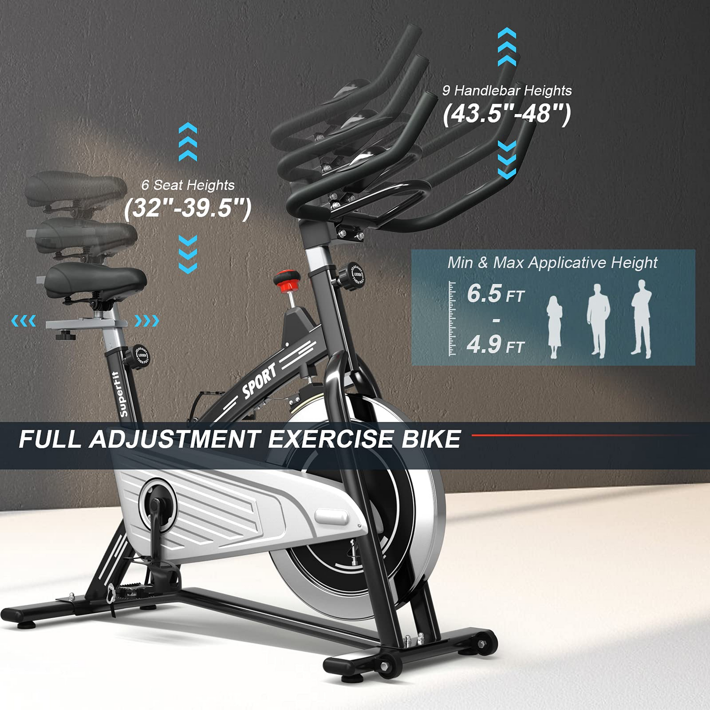Indoor Exercise Cycling Bike, Smooth Belt Drive Stationary Bike W/ Heart Rate, LCD Monitor