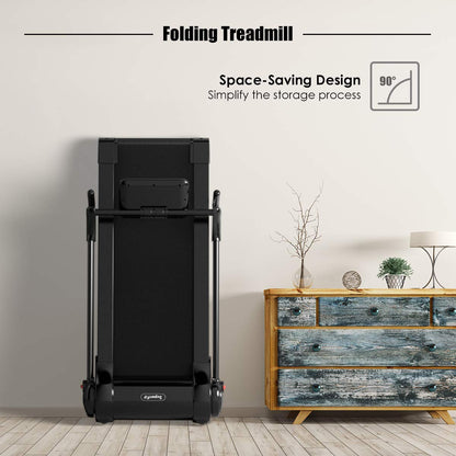 2.25HP Electric Folding Treadmill, Installation-Free Design with 8-Stage Damping System