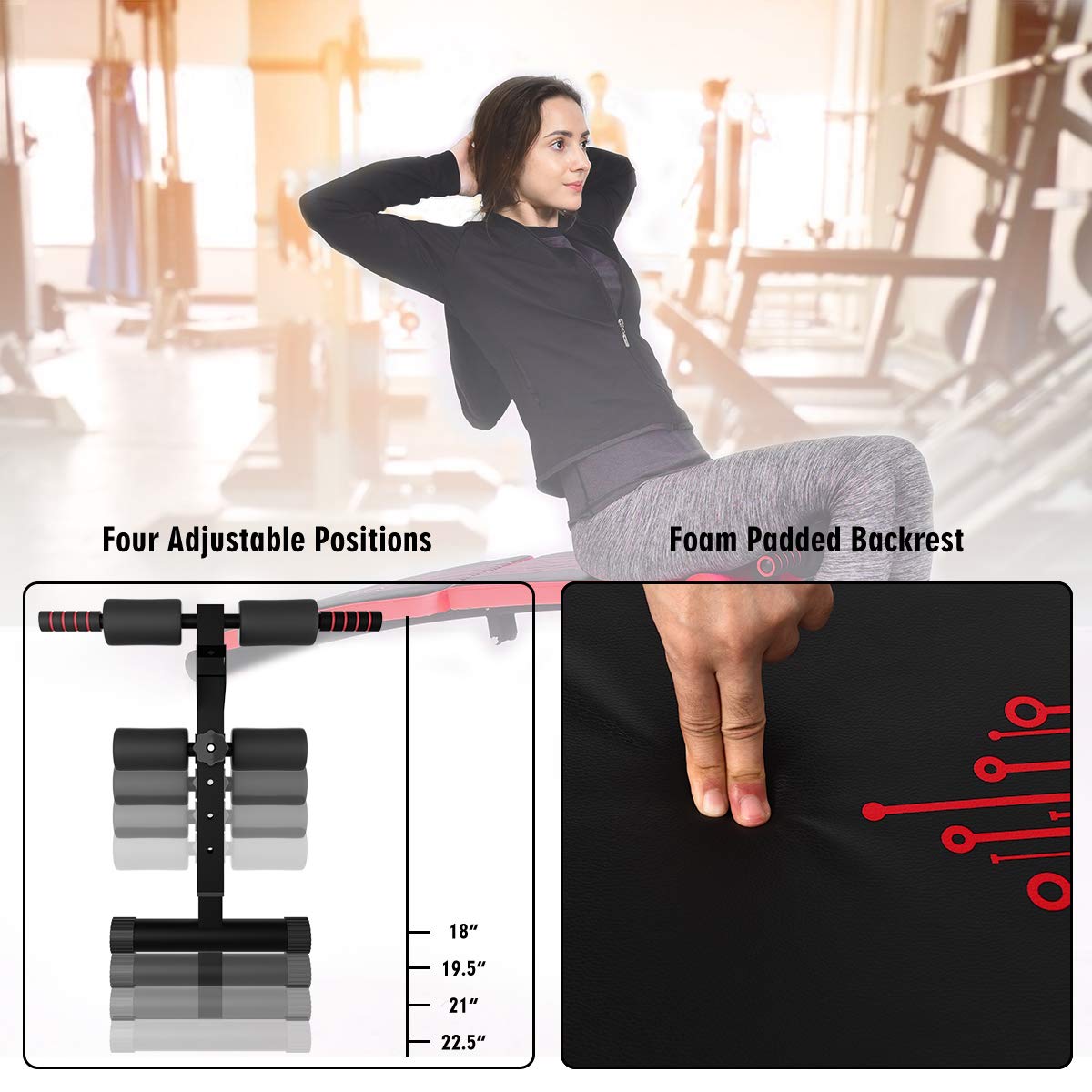 Sit Up Bench Adjustable, Foldable Abdominal Training Workout Slant Bench