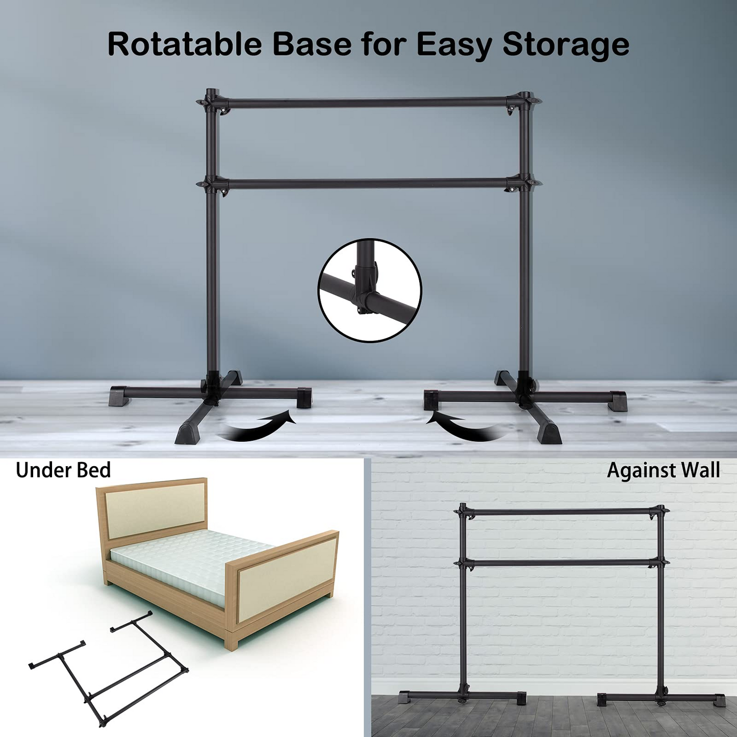 Goplus Double Ballet Barre Bar, Portable 4 FT Freestanding Dancing Bar w/ 7 - 46 Adjustable Height