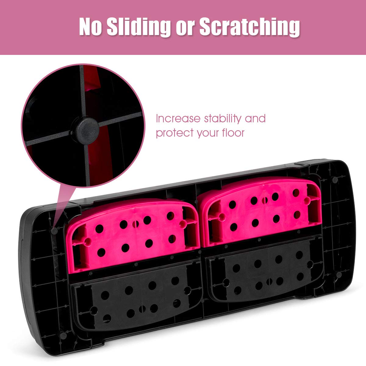 31 Aerobic Exercise Stepper Deck for Home Gym and Office (Black+Pink)