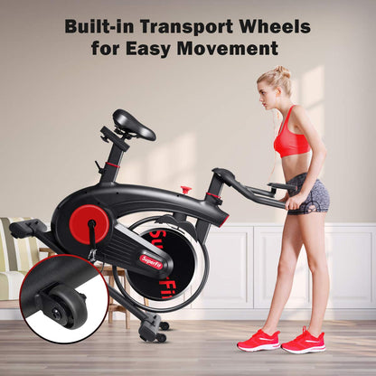 Indoor Cycling Bike, Silent Belt Drive Exercise Bike with Phone Holder