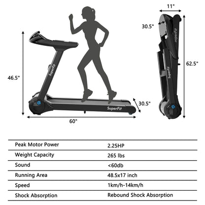 Folding Treadmill, Superfit Electric Portable Treadmill