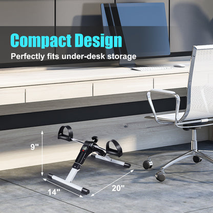 Folding Pedal Exerciser, Adjustable Resistance Mini Exercise Bike