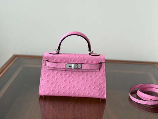 Hermes Goyard Mini Kelly Ostrich pink