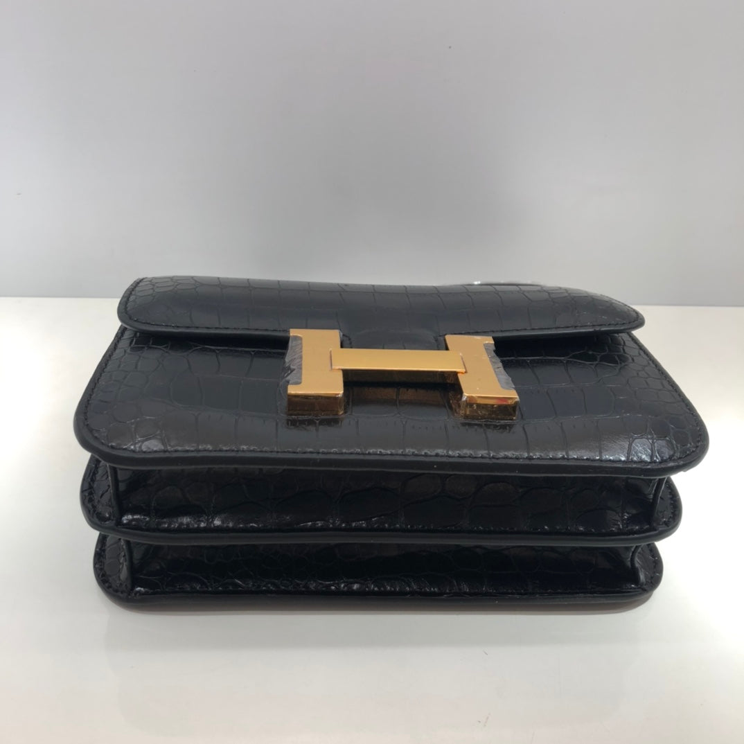 Hermes Goyard Constance Crocodile Leather Pattern Cross Body Bag