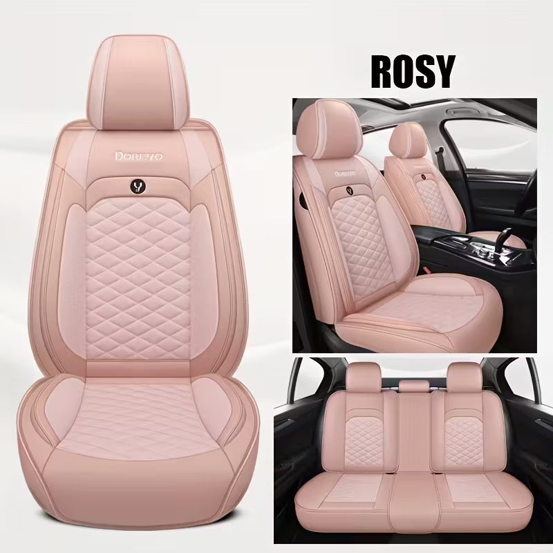 [Stylish Car Seat Cover] DENEGO Quilted Car Seat Cover | Cartoon Design, Full Coverage, Faux Leather & Mesh Fabric, 1 Seat/Five Seat Option, Stylish & Comfortable, Luxury