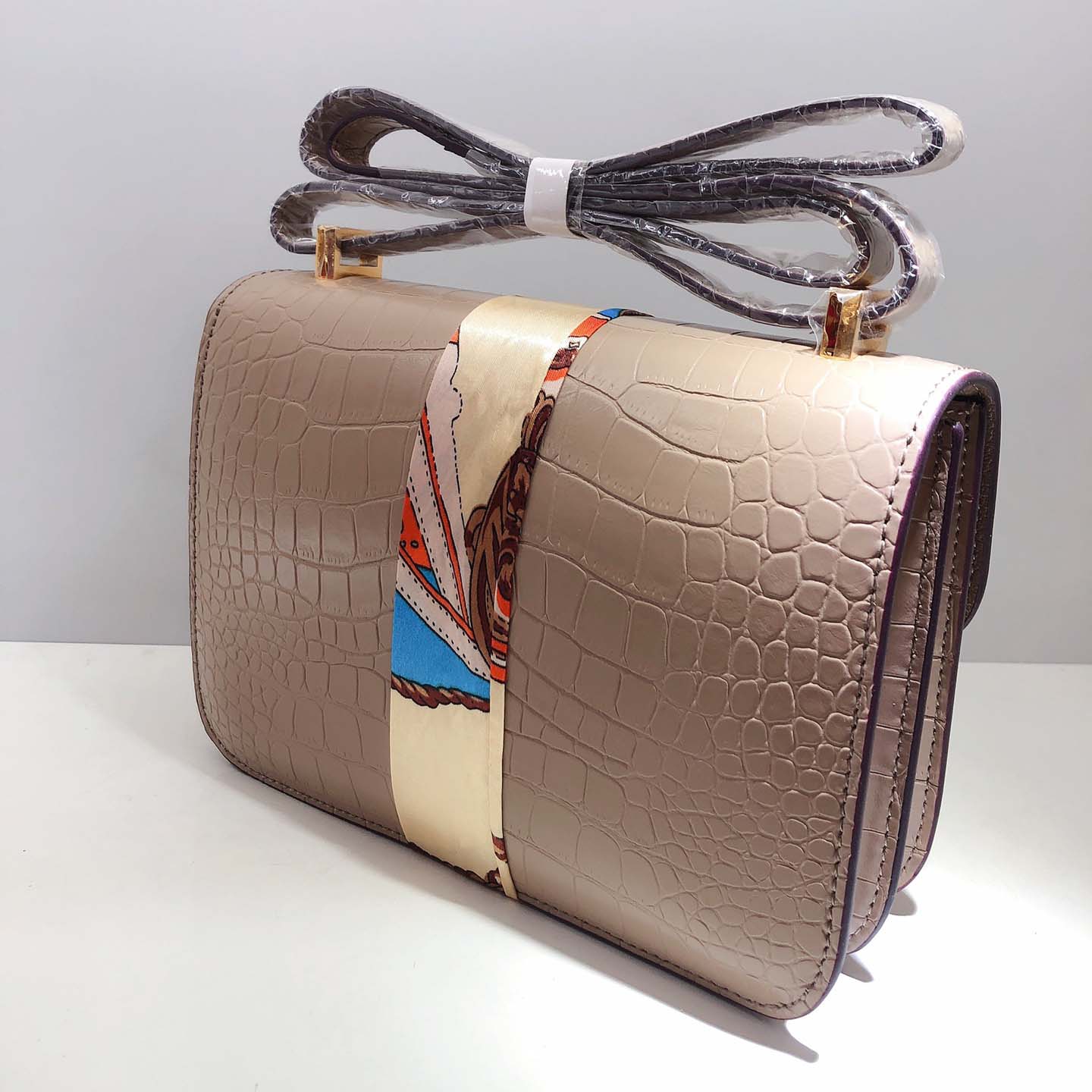 Hermes Goyard Constance Crocodile Leather Pattern Cross Body Bag