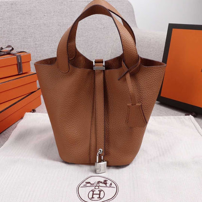 Hermes Goyard AAA-Picotin Lock 22cm 18cm bag BLACK/GREEN/BROWN