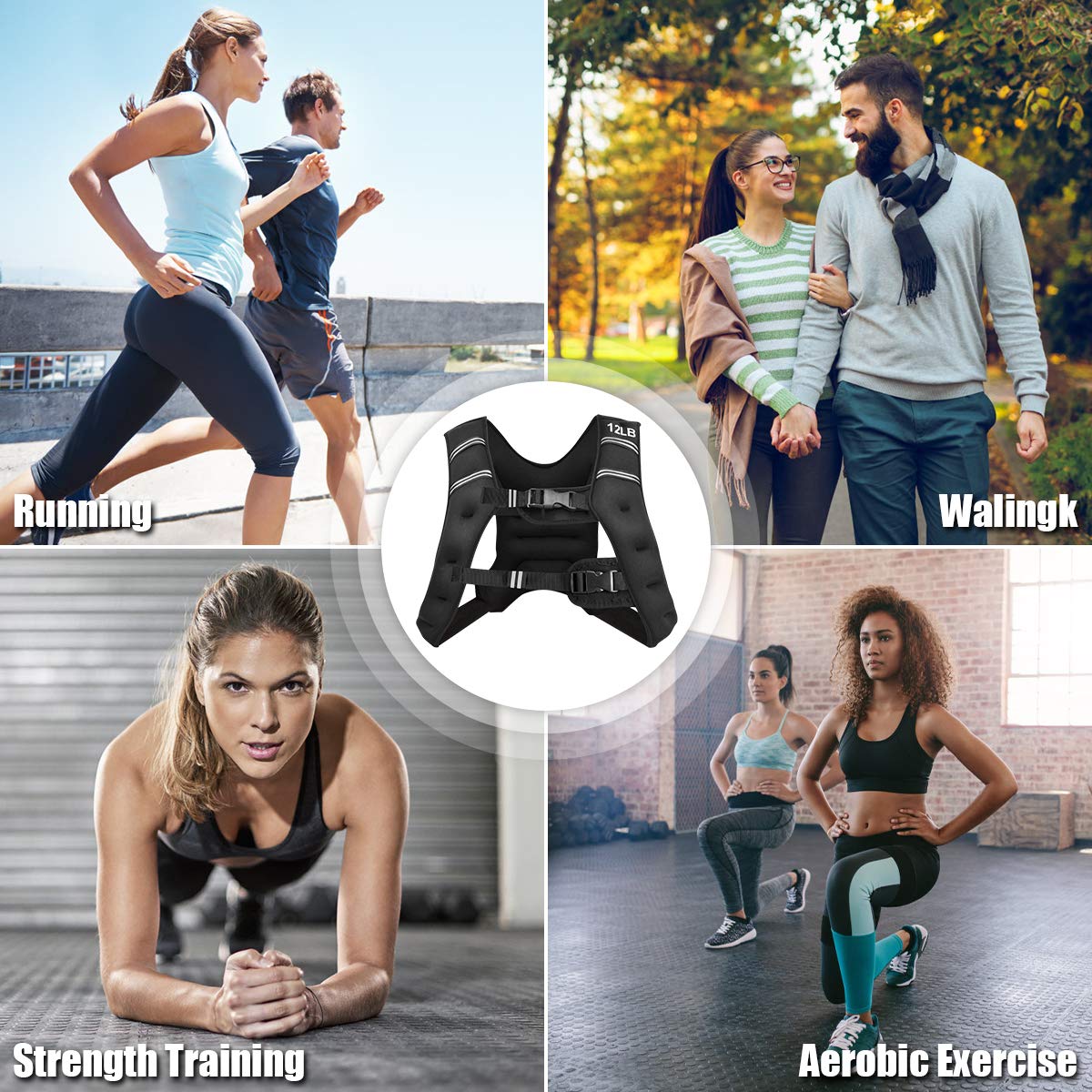 Adjustable Weighted Vest, 12lb/20lbWeight Vest Workout Equipment