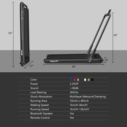 2 in 1 Folding Treadmill, 2.25HP Under Desk Electric Superfit Treadmill