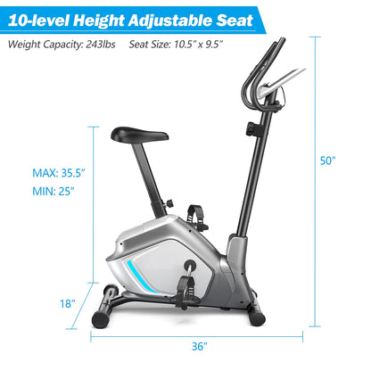 Goplus Magnetic Stationary Upright Exercise Bike, Indoor Cycling Bike w/ 8-level Resistances