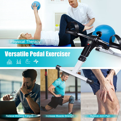 Folding Pedal Exerciser, Adjustable Resistance Mini Exercise Bike