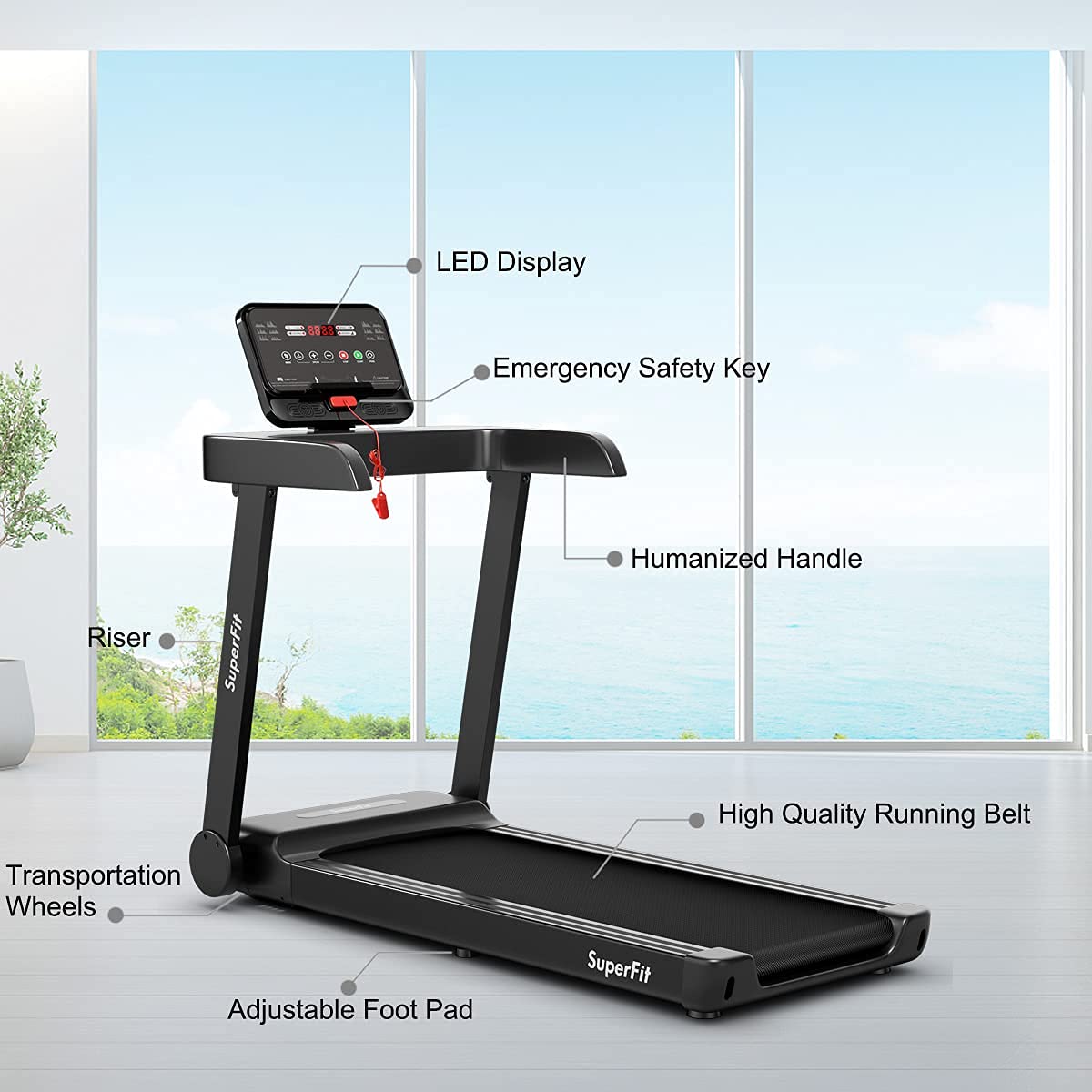 Goplus Heavy Duty Treadmill for Gym, Superfit Electric Treadmill with App Control