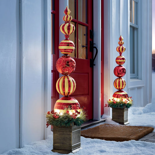 DIY Tall Ornament Holiday Topiary