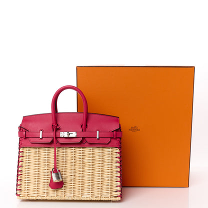 Wicker Swift Picnic Birkin 25 Naturel Framboise