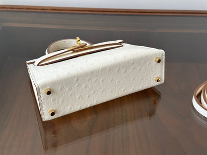 Hermes Goyard Mini Kelly Ostrich white