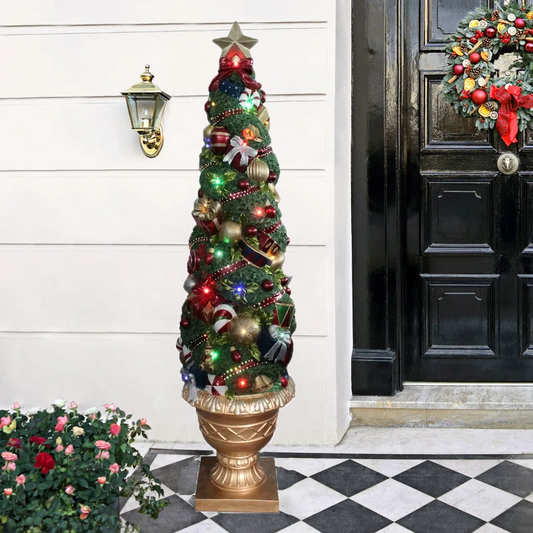 DIY Tall Ornament Holiday Topiary