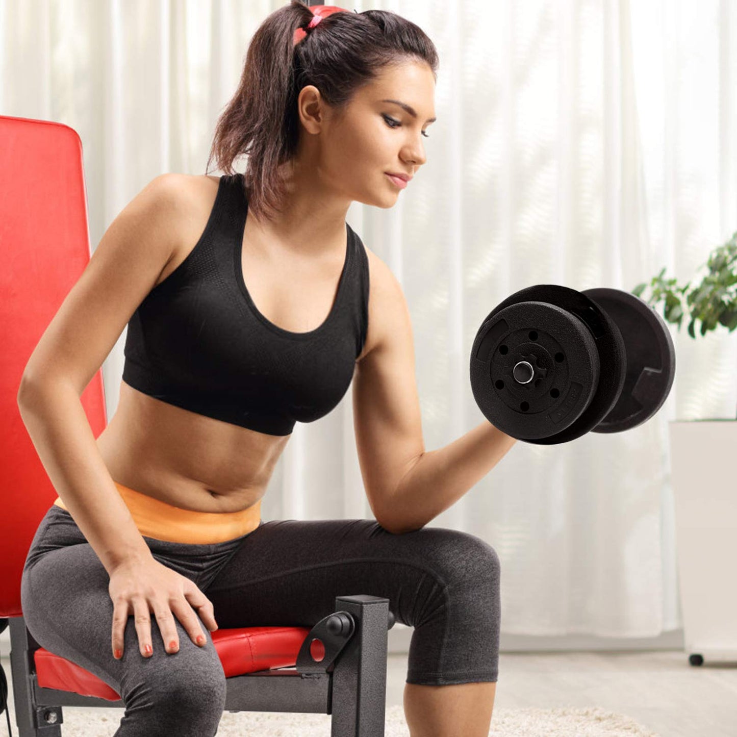 Adjustable Dumbbell Barbell Weight Pair 66 lbs