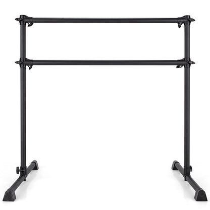 Goplus Double Ballet Barre Bar, Portable 4 FT Freestanding Dancing Bar w/ 7 - 46 Adjustable Height