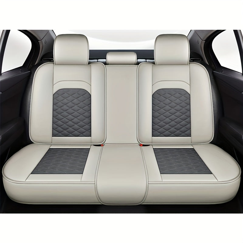 [Stylish Car Seat Cover] DENEGO Quilted Car Seat Cover | Cartoon Design, Full Coverage, Faux Leather & Mesh Fabric, 1 Seat/Five Seat Option, Stylish & Comfortable, Luxury