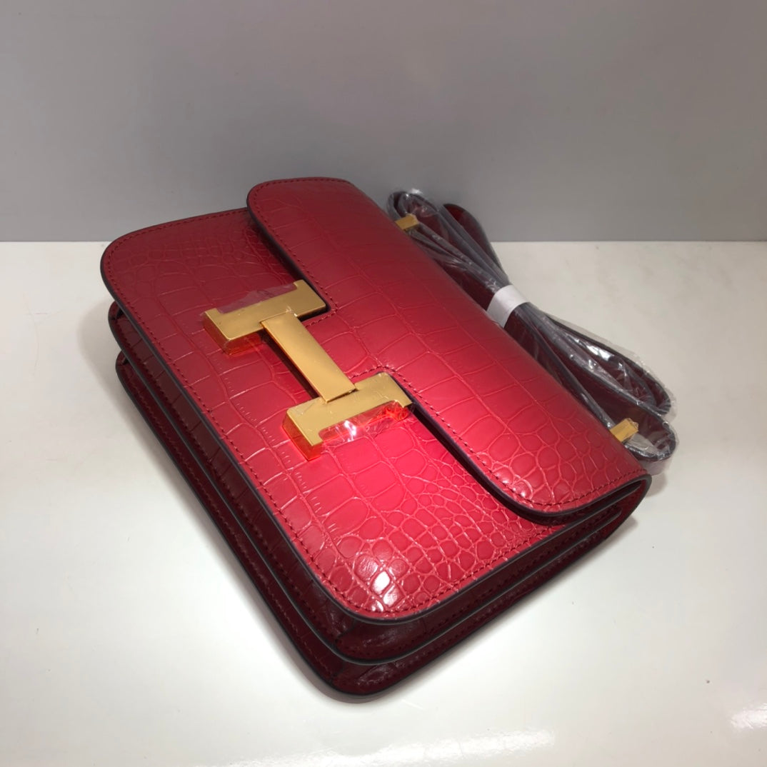 Hermes Goyard Constance Crocodile Leather Pattern Cross Body Bag