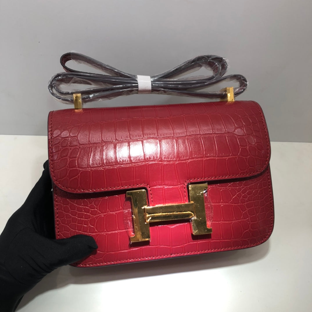 Hermes Goyard Constance Crocodile Leather Pattern Cross Body Bag