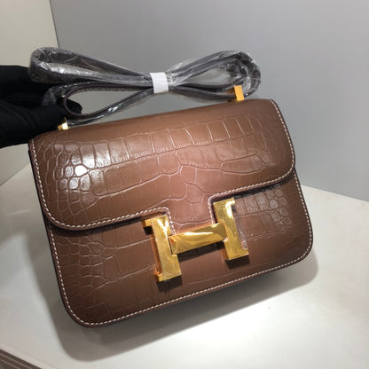 Hermes Goyard Constance Crocodile Leather Pattern Cross Body Bag