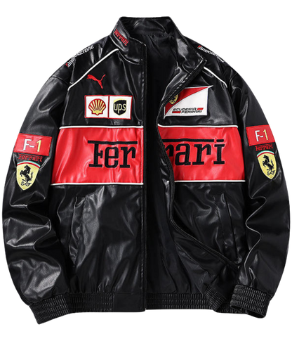 Ferrari F1 Vintage Leather Jacket - Red Edition