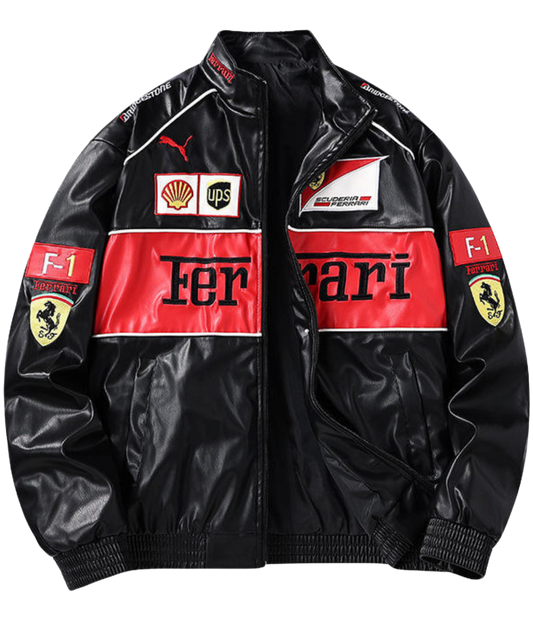 Ferrari F1 Vintage Leather Jacket - Red Edition