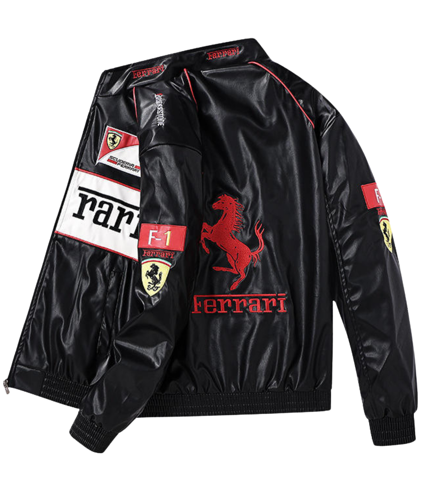 Ferrari F1 Vintage Leather Jacket - White Edition