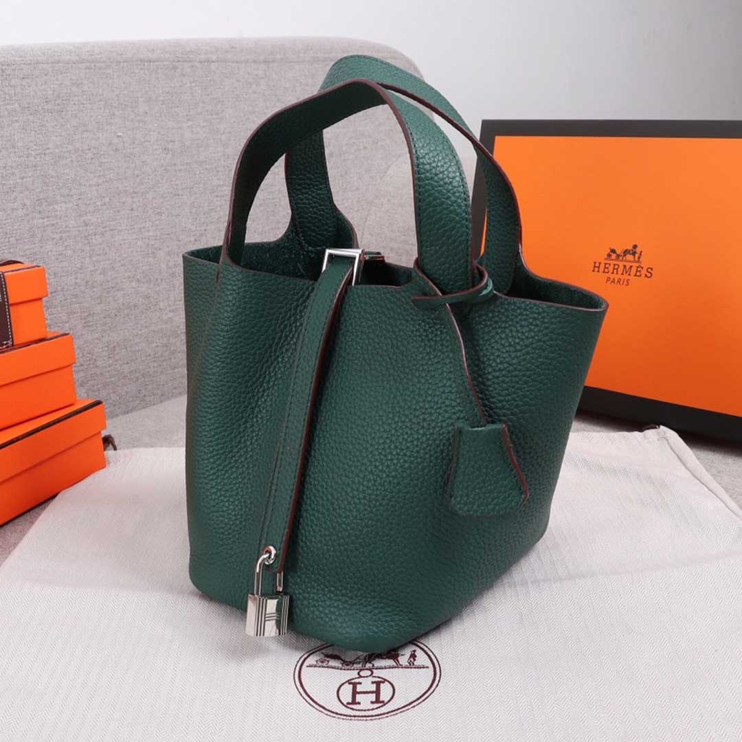 Hermes Goyard AAA-Picotin Lock 22cm 18cm bag BLACK/GREEN/BROWN