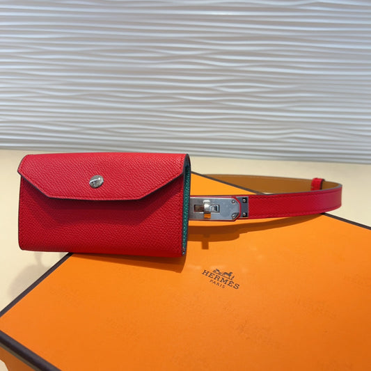 Hermes Goyard Kelly Pocket 18 Belt red