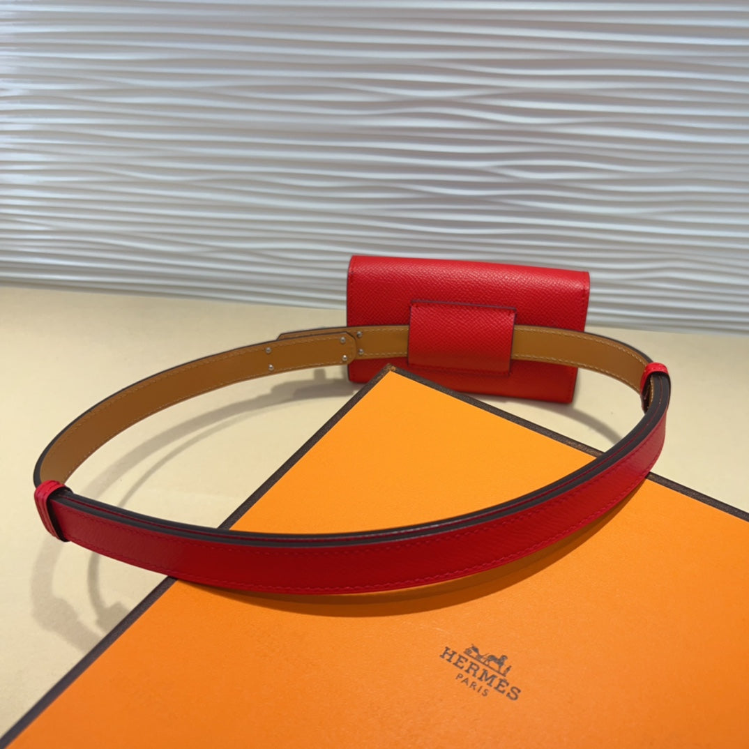 Hermes Goyard Kelly Pocket 18 Belt red