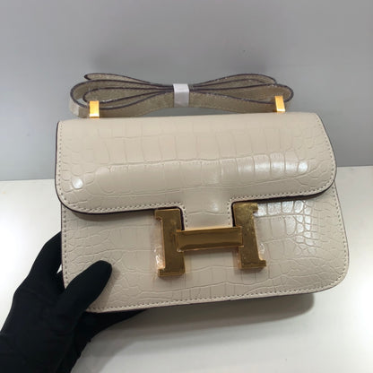 Hermes Goyard Constance Crocodile Leather Pattern Cross Body Bag