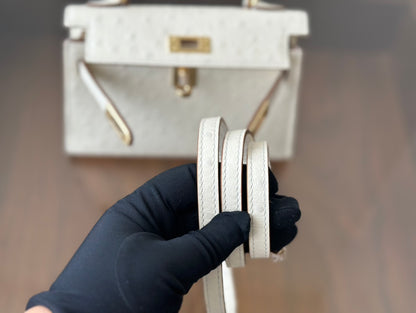 Hermes Goyard Mini Kelly Ostrich white