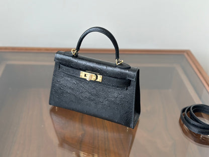 Hermes Goyard Mini Kelly Ostrich black
