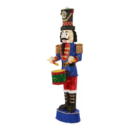 6 ft. Warm White LED Nutcracker Playing Drum Holiday Yard Decoration