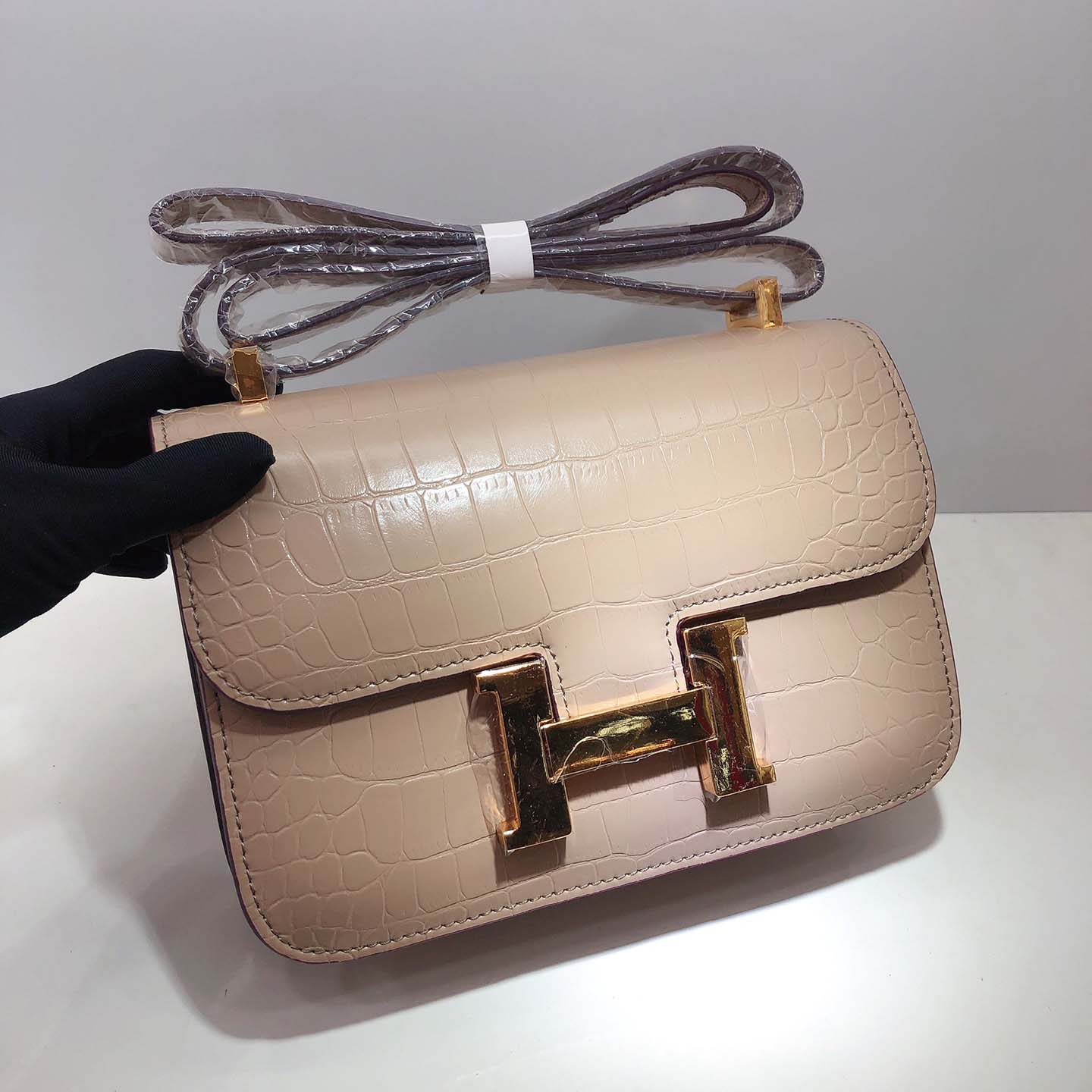 Hermes Goyard Constance Crocodile Leather Pattern Cross Body Bag