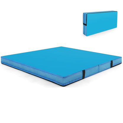 Goplus 4ft x 4ft x 4in Thickened Bi-Fold Fitness Mat with Carrying Handles & PU Leather Cover