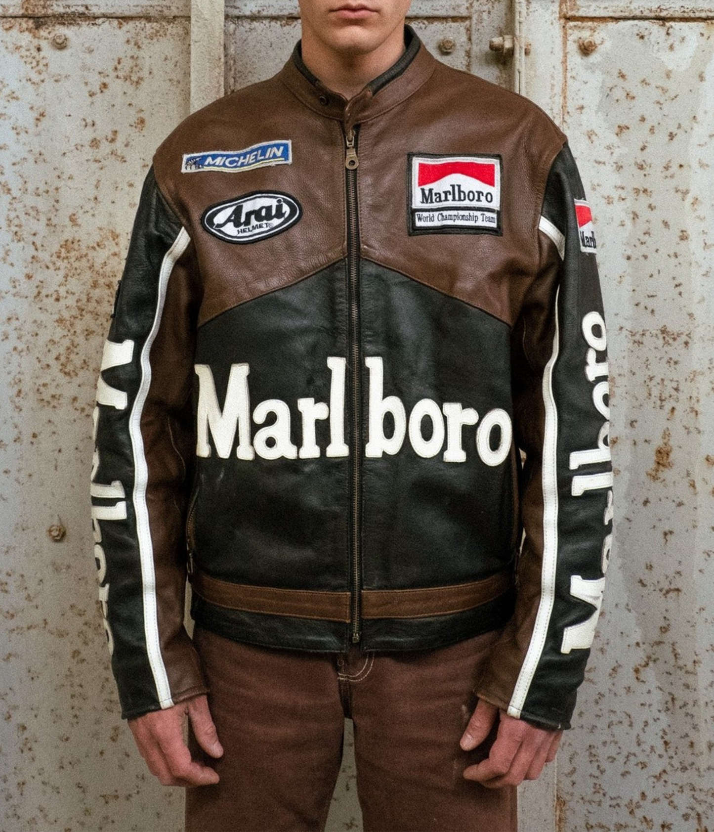 Marlboro Racing Leather Jacket - Brown Edition