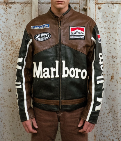 Marlboro Racing Leather Jacket - Brown Edition